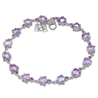 10.80 CT PINK AMETHYST STERLING SILVER BRACELETS WITH FISH LOCK #VB032499