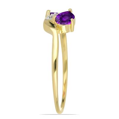 Wholesale 14K Gold Pear Amethyst Two-Stone Bypass Ring Manufacturers - JewelPin 