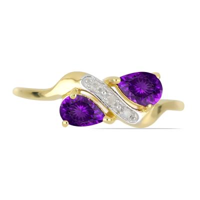 Wholesale 14K Gold Pear Amethyst Two-Stone Bypass Ring Manufacturers - JewelPin 