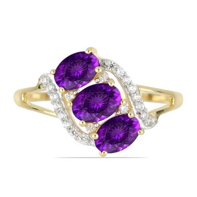 Wholesale 14K Gold Oval Amethyst Bypass Swirl Ring - USA Exporter