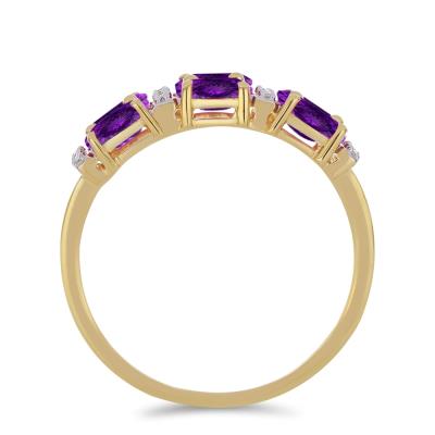 Wholesale 14K Gold Oval Amethyst Six-Stone Bar-Set Cluster Ring - JewelPin