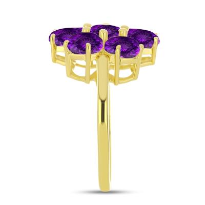 Wholesale 14K Amethyst Seven-Stone Floral Cluster Gold Ring Gold - Bulk Pricing