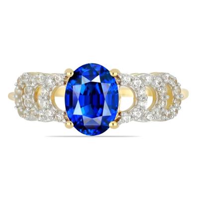 BUY 14K GOLD GENUINE BLUE SAPPHIRE GEMSTONE CLASSIC RING