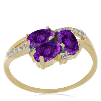Wholesale 14K Gold Oval Amethyst Three-Stone Swirl Ring Manufacturers in USA - JewelPin