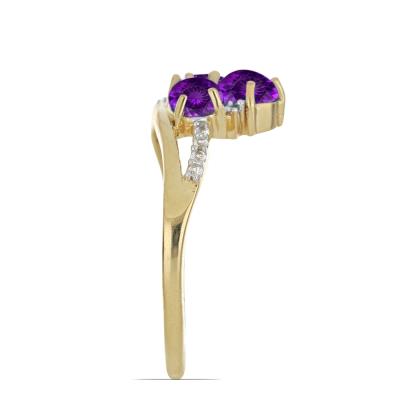 Wholesale 14K Gold Oval Amethyst Three-Stone Swirl Ring Manufacturers in USA - JewelPin