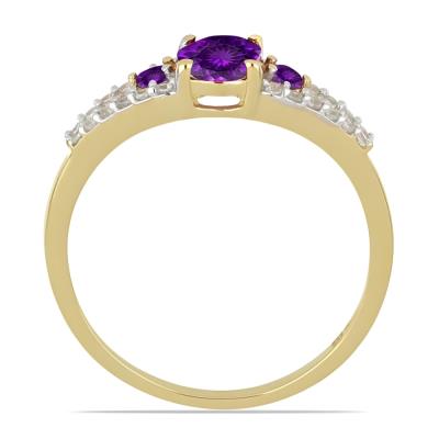 14K Gold Split Shank Three-Stone Amethyst Ring - Supplier for Jewelry Retailers