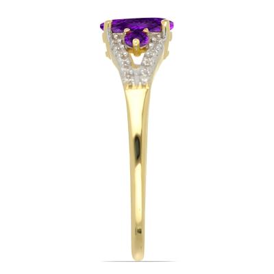 14K Gold Split Shank Three-Stone Amethyst Ring - Supplier for Jewelry Retailers