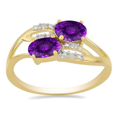 BUY 14K GOLD NATURAL GARNET GEMSTONE STYLISH RING WITH WHITE DIAMOND