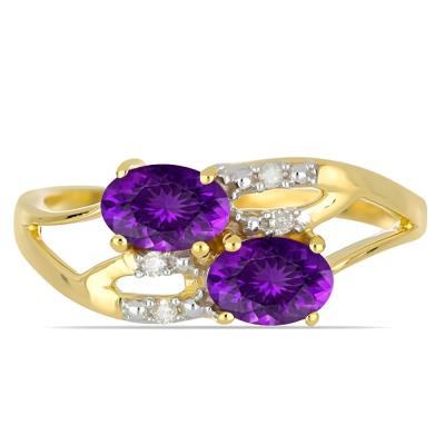 Wholesale 14K Gold Oval Amethyst Two-Stone Bypass Ring Manufacturers USA - JewelPin