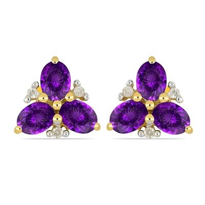 14K Gold Amethyst Clover Diamond Cluster Exporter in USA