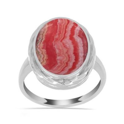 BUY REAL RHODOCHROSITE GEMSTONE BIG STONE RING IN STERLING SILVER
