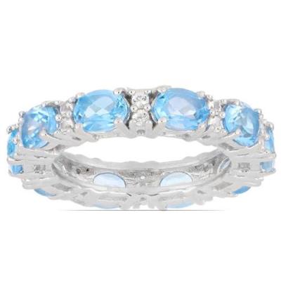 BUY NATURAL SWISS BLUE TOPAZ GEMSTONE RING IN STERLING SILVER