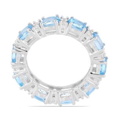 BUY NATURAL SWISS BLUE TOPAZ GEMSTONE RING IN STERLING SILVER