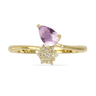 BUY NATURAL PINK AMETHYST GEMSTONE CLASSIC RING IN STERLING SILVER