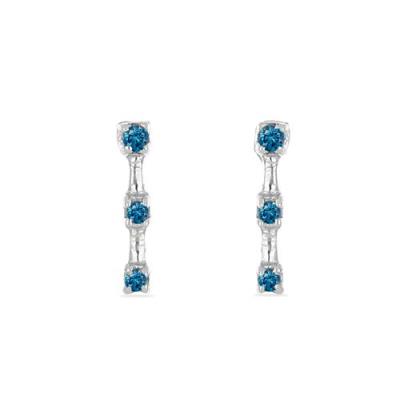 BUY STERLING SILVER BLUE DIAMOND DOUBLE CUT GEMSTONE EARRINGS