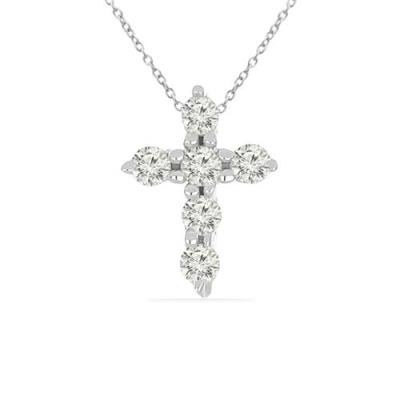 BUY STERLING SILVER NATURAL WHITE DIAMOND DOUBLE-CUT GEMSTONE PENDANT