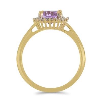 BUY STERLING SILVER NATURAL BRAZILIAN AMETHYST WITH WHITE ZIRCON GEMSTONE RING