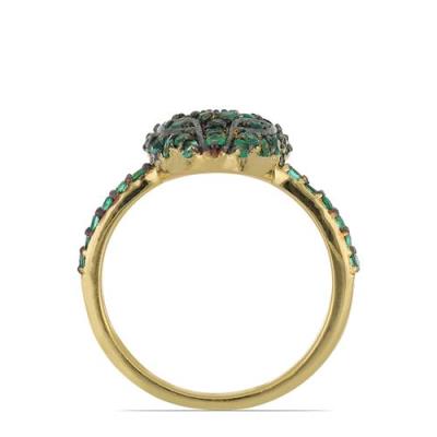 BUY 925 SILVER NATURAL EMERALD GEMSTONE PANTHER RING