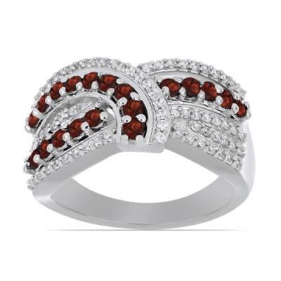 BUY REAL GARNET GEMSTONE CLASSIC RING IN 925 SILVER in RHODIUM