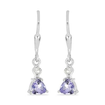 BUY 925 STERLING SILVER NATURAL TANZANITE & WHITE ZIRCON GEMSTONE EARRINGS – CLASSIC STYLE