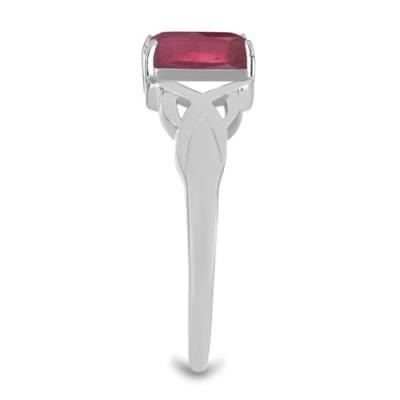 BUY 925 STERLING SILVER GLASS FILLED RUBY GEMSTONE RING