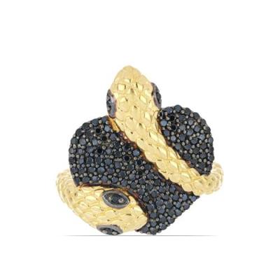 BUY 925 SILVER NATURAL BLACK SPINEL GEMSTONE SNAKE RING