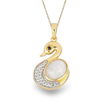 BUY 925 SILVER NATURAL RAINBOW MOONSTONE WITH BLACK SPINEL & WHITE ZIRCON GEMSTONE DUCK PENDANT 