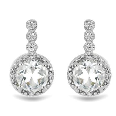JEWELPIN WHOLESALE CRYSTAL DROP EARRINGS IN 925 STERLING SILVER WITH WHITE ZIRCON HALO