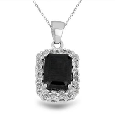 BUY 925 SILVER NATURAL BLACK ONYX WITH WHITE ZIRCON GEMSTONE CLASSIC PENDANT