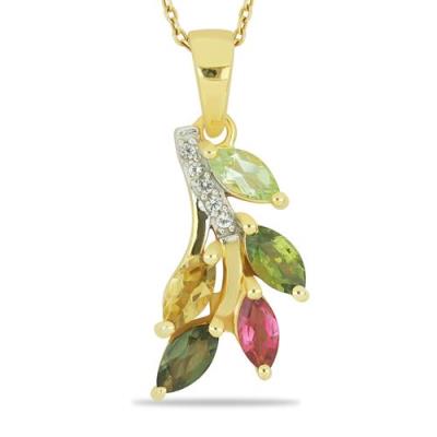 BUY 925 SILVER NATURAL MULTI TOURMALINE GEMSTONE PENDANT 