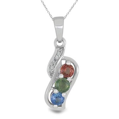 BUY STERLING SILVER NATURAL MULTI SAPPHIRE WITH WHITE TOPAZ GEMSTONE CLASSIC PENDANT