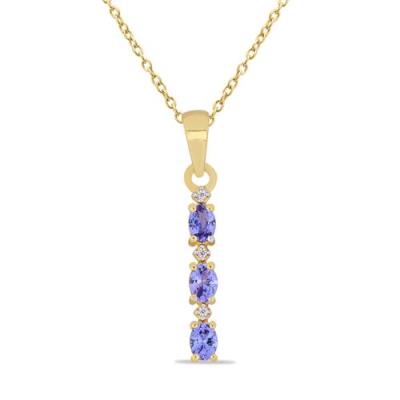 BUY STERLING SILVER NATURAL TANZANITE WITH WHITE ZIRCON GEMSTONE PENDANT