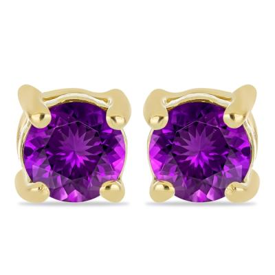 Wholesale 14K Gold Round Amethyst Classic Stud Earrings - Manufacturer in USA