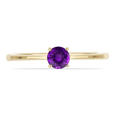 Wholesale 14K Gold Round Amethyst 4-Prong Solitaire Ring Manufacturer in the USA