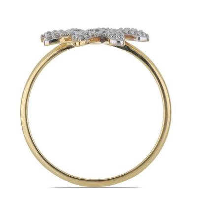 BUY 14K GOLD DIAMOND DOUBLE CUT GEMSTONE FLORAL RING 