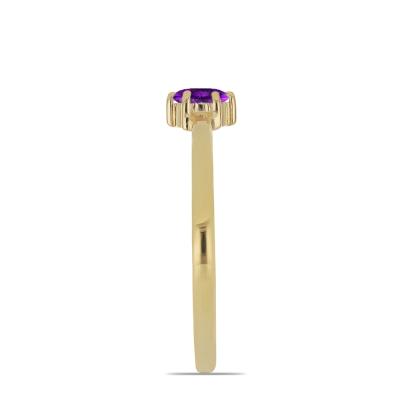 Wholesale 14K Gold Round Amethyst 6-Prong Solitaire Ring Manufacturers in USA