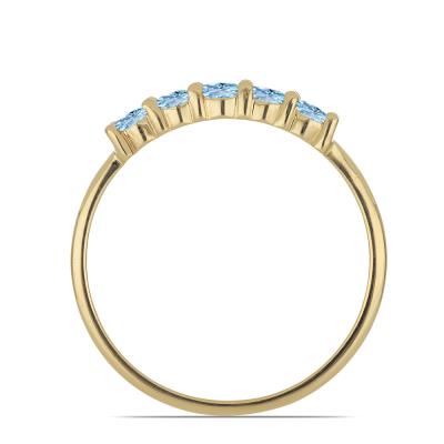 Bulk 14K Gold Round Aquamarine Five-Stone Half Eternity Ring - Global Jewelry Production House