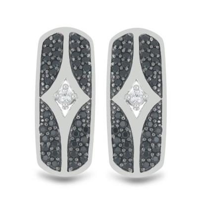 BUY 925 STERLING SILVER NATURAL BLACK SPINEL WITH WHITE ZIRCON GEMSTONE CLASSIC EARRINGS – BULK WHOLESALE SUPPLIER | JEWELPIN