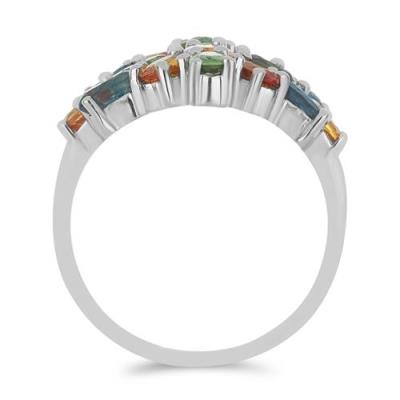 BUY NATURAL MULTI TOURMALINE GEMSTONE RING IN 925 SILVER 