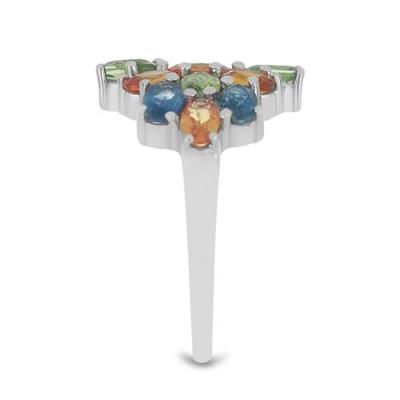 BUY NATURAL MULTI TOURMALINE GEMSTONE RING IN 925 SILVER 