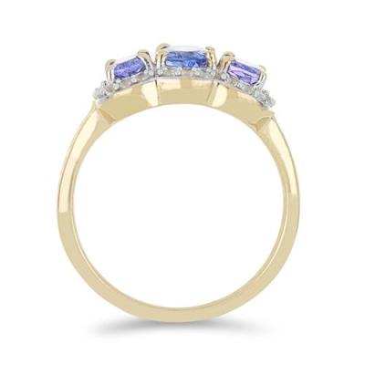 BUY REAL TANZANITE WITH WHITE ZIRCON GEMSTONE RING IN 925 SILVER 