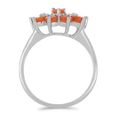 BUY STERLING SILVER ORANGE ETHIOPIAN OPAL WITH WHITE ZIRCON GEMSTONE RING 
