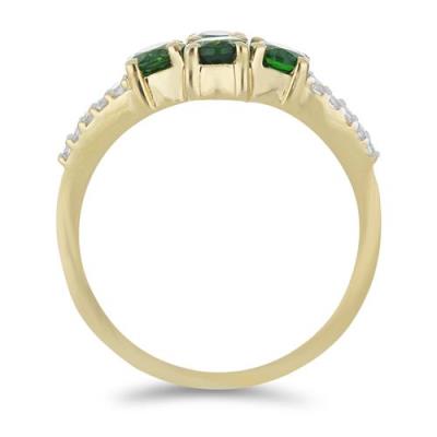 BUY STERLING SILVER CHROME DIOPSIDE WITH WHITE ZIRCON GEMSTONE RING 