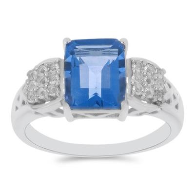 BUY 925 SILVER COLOUR CHANGE FLOURITE WITH WHITE ZIRCON GEMSTONE RING 