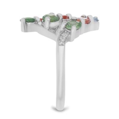 BUY 925 SILVER NATURAL MULTI SAPPHIRE WITH WHITE ZIRCON GEMSTONE RING 