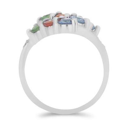 BUY 925 SILVER NATURAL MULTI SAPPHIRE WITH WHITE ZIRCON GEMSTONE RING 