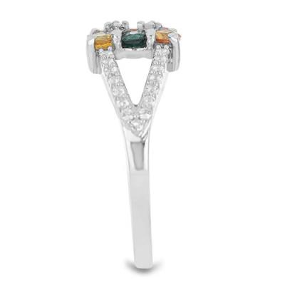 BUY NATURAL MULTI SAPPHIRE WITH WHITE ZIRCON GEMSTONE RING IN 925 SILVER 