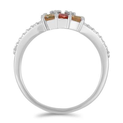 BUY NATURAL MULTI SAPPHIRE WITH WHITE ZIRCON GEMSTONE RING IN 925 SILVER 