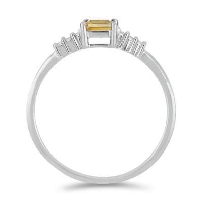 BUY 925 STERLING SILVER NATURAL CITRINE WITH WHITE ZIRCON GEMSTONE CLASSIC RING