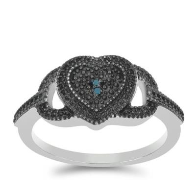 BUY 925 STERLING SILVER NATURAL BLUE DIAMOND DOUBLE CUT GEMSTONE RING 